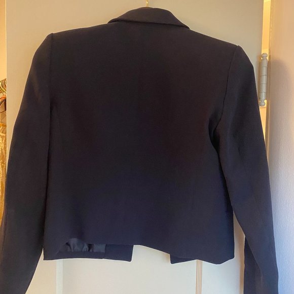 Mango Navy Cropped Open double Buttoned Blazer - Picture 4 of 4